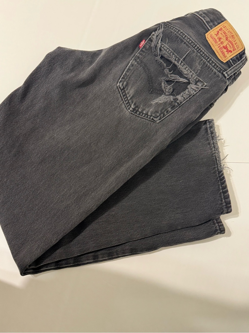 VTG Levi's Baggy Distressed black Denim Women's Straight Jeans 5-Pocket Design